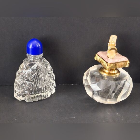 TWO Vintage crystal rhinestone perfume bottles - Picture 1 of 9